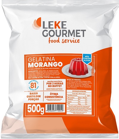 GELATINA LEKE GOURMET 500G MORANGO 