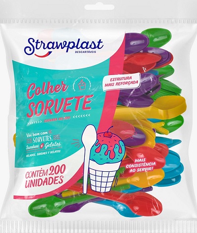 COLHER DE SOBREMESA STRAWPLAST DESCARTÁVEL C/200 